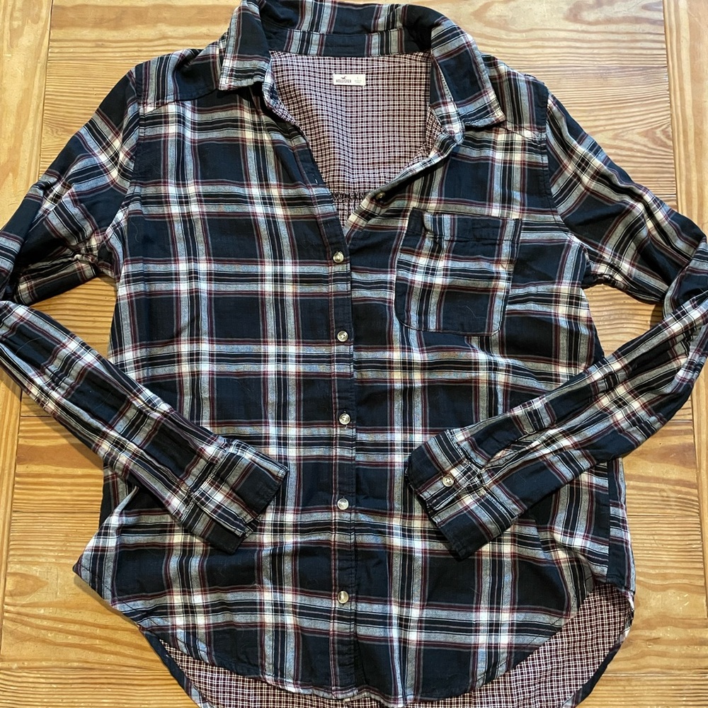 Hollister black and red flannel in size Large